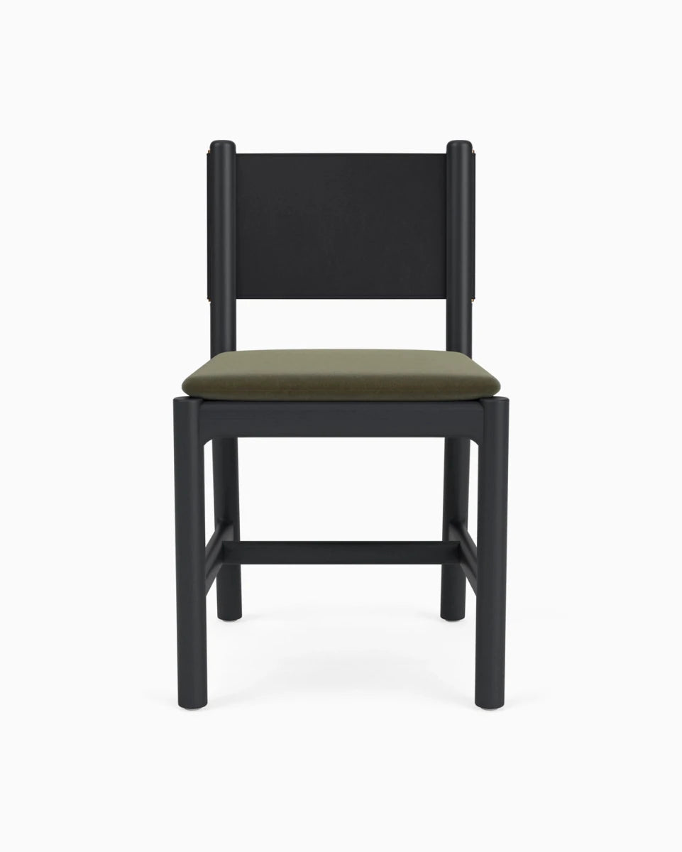 Balsam Velvet Seat / Black Leather Back / Ebony Oak Frame