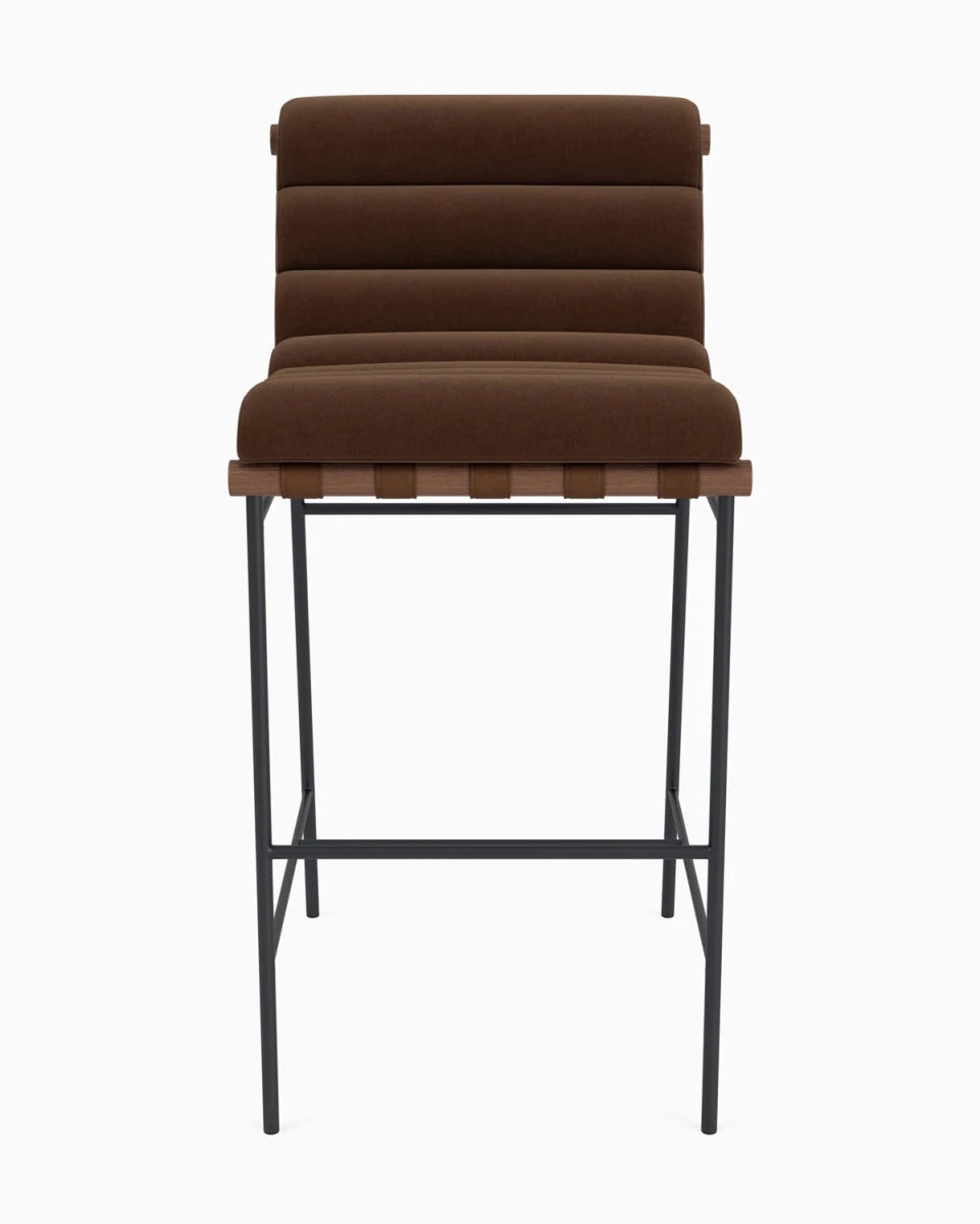 Cognac Velvet / Walnut / Bar (30" Height)