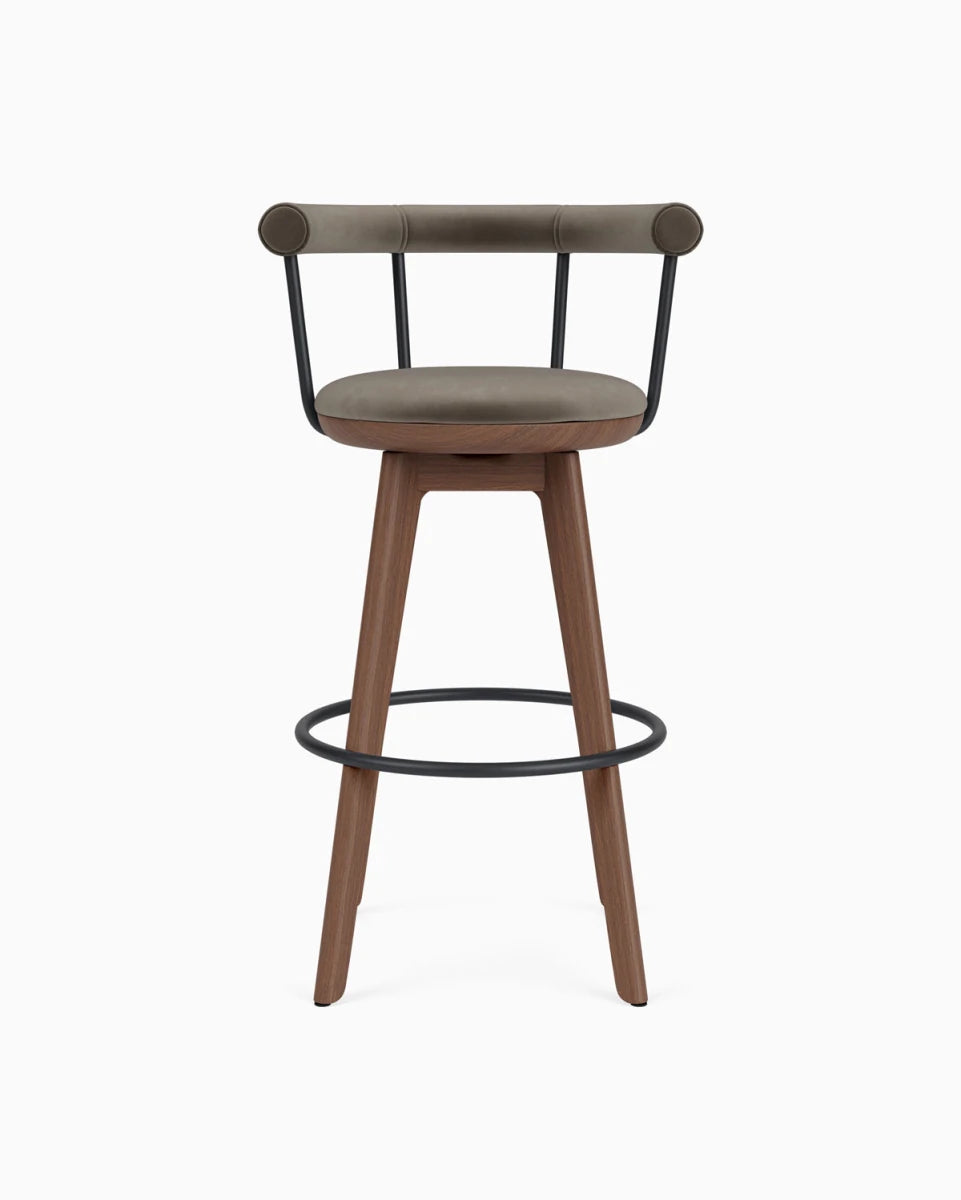 Mushroom Velvet / Walnut / Bar (31" Height)