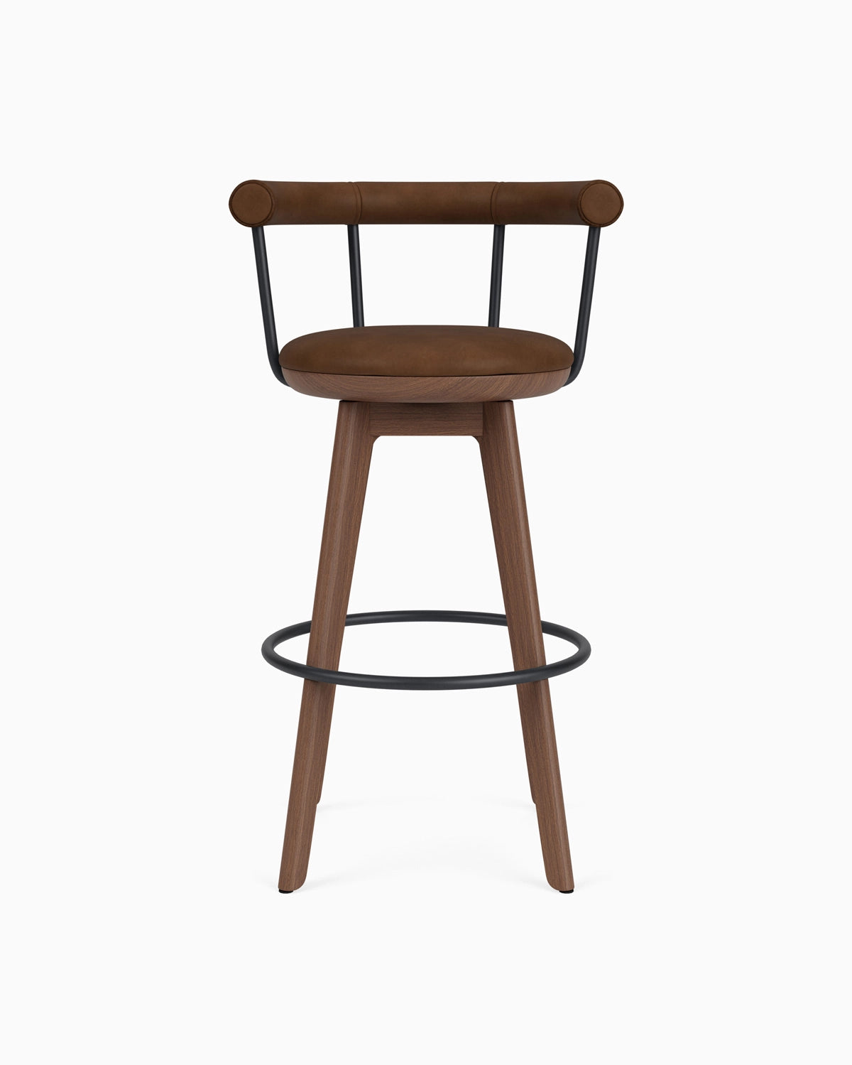 Chestnut Brown Leather / Walnut / Bar (31" Height)