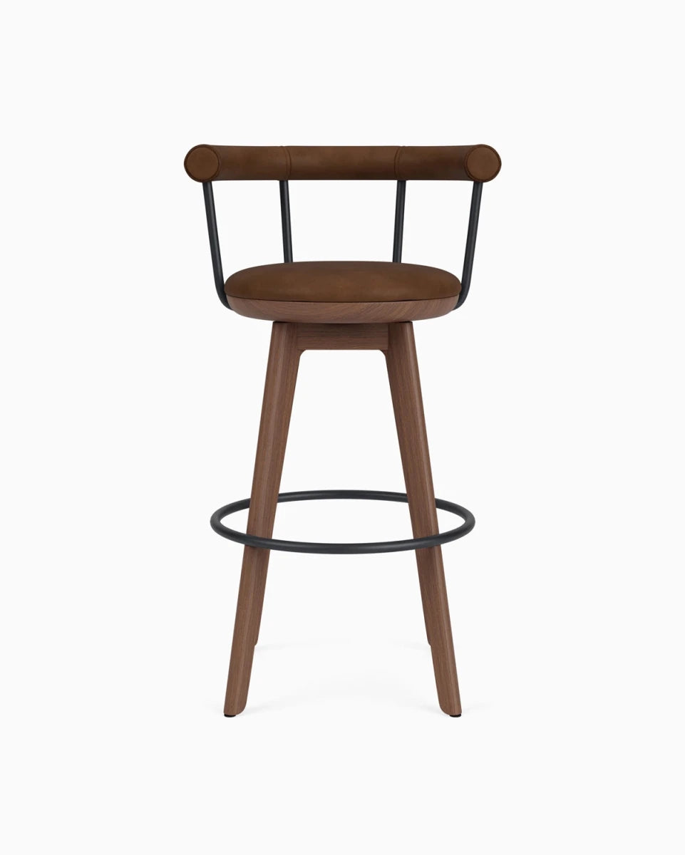Chestnut Brown Leather / Walnut / Bar (31" Height)
