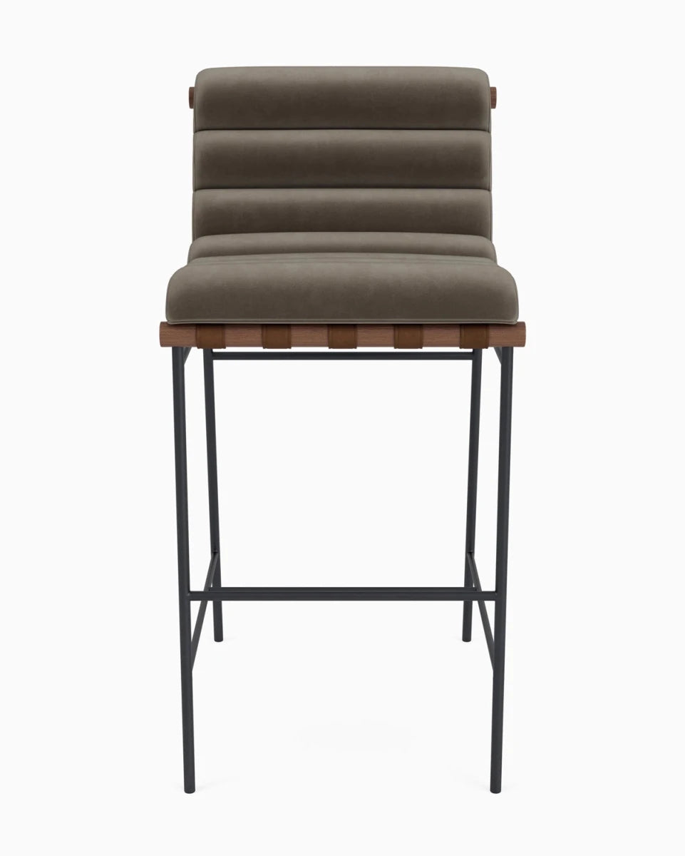 Mushroom Velvet / Walnut / Bar (30" Height)