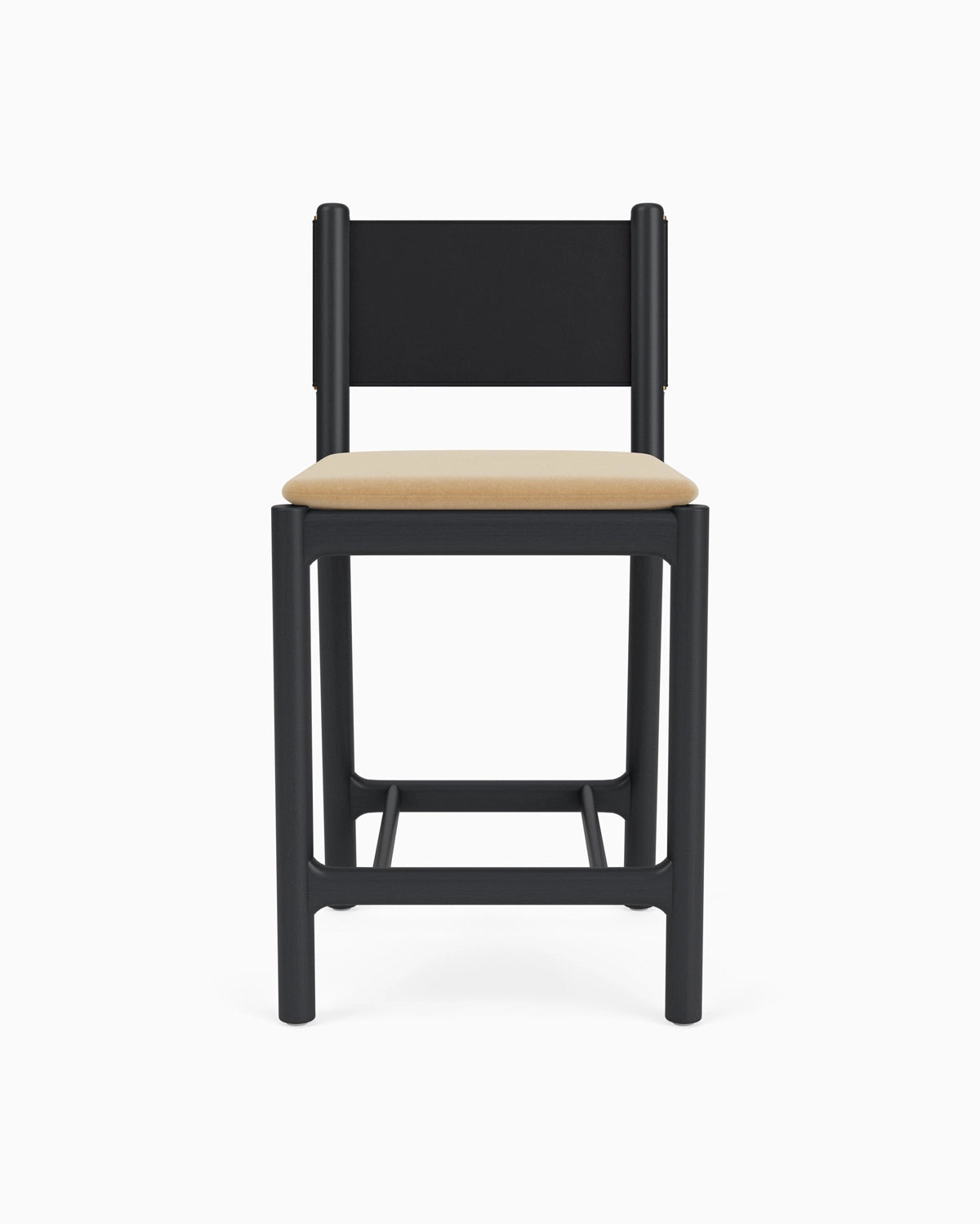 Caramel Velvet Seat / Black Leather Back / Ebony Oak Frame