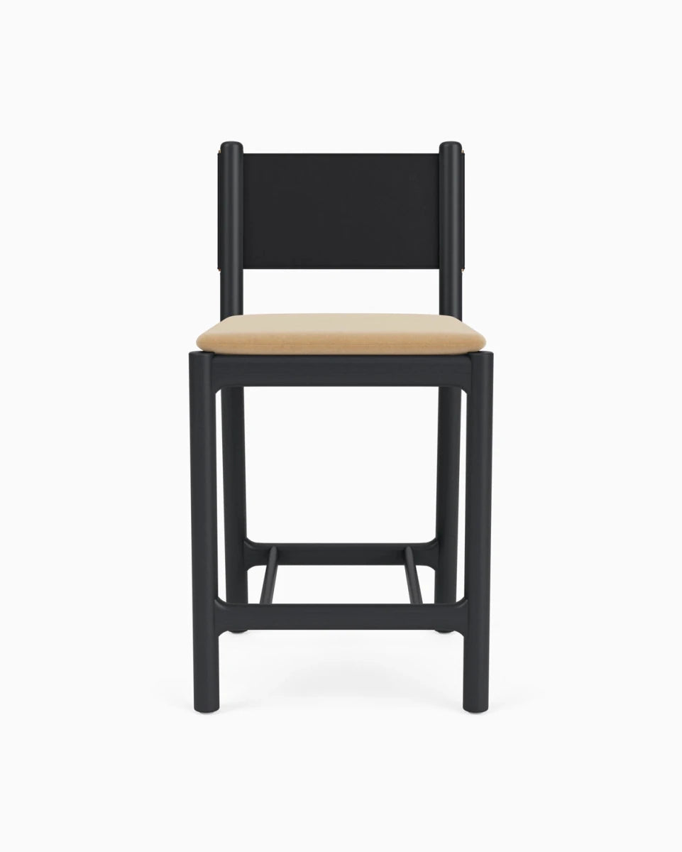 Caramel Velvet Seat / Black Leather Back / Ebony Oak Frame