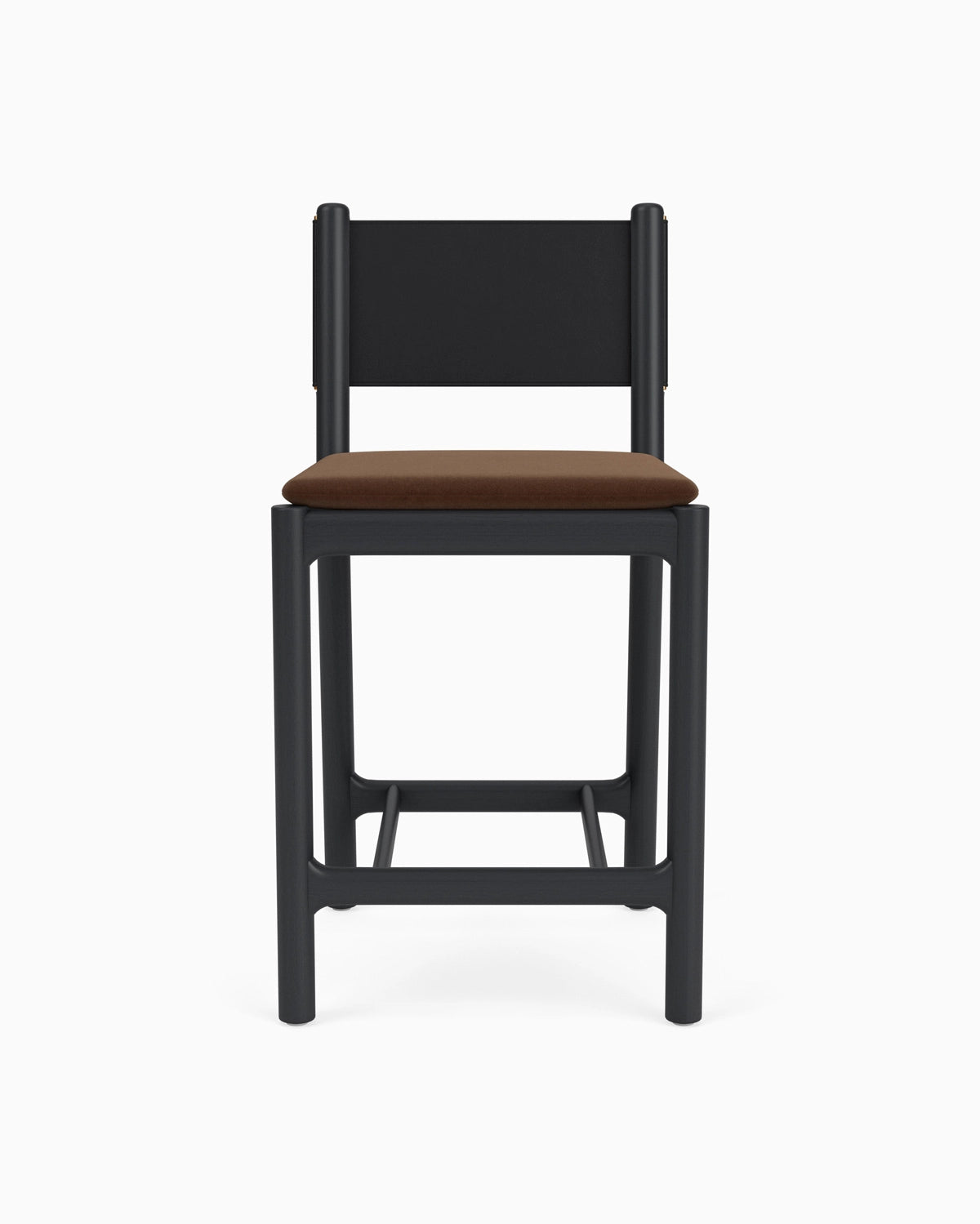 Cognac Velvet Seat / Black Leather Back / Ebony Oak Frame