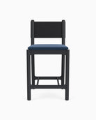 Denim Velvet Seat / Black Leather Back / Ebony Oak Frame