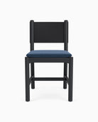 Denim Velvet Seat / Black Leather Back / Ebony Oak Frame
