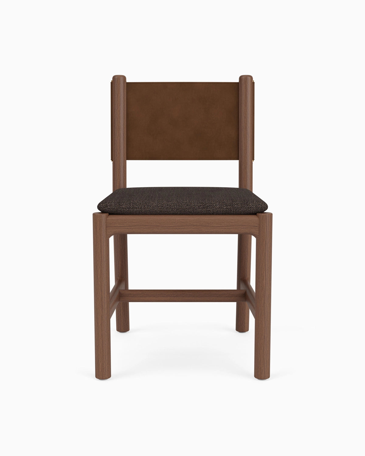 Ember Grey Seat / Maple Brown Leather Back / Walnut Frame