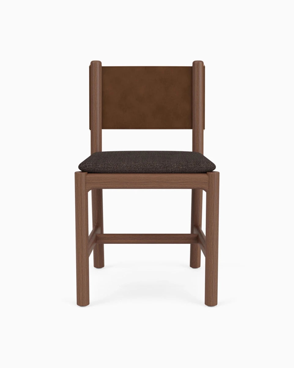 Ember Grey Seat / Maple Brown Leather Back / Walnut Frame