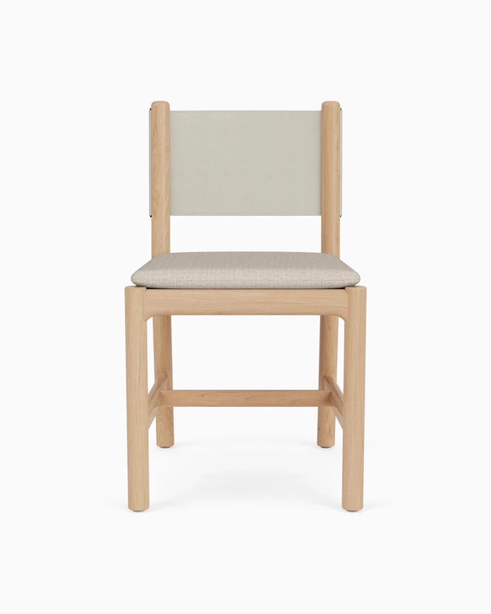 Latte Basketweave Seat / Pearl Leather Back / White Oak Frame