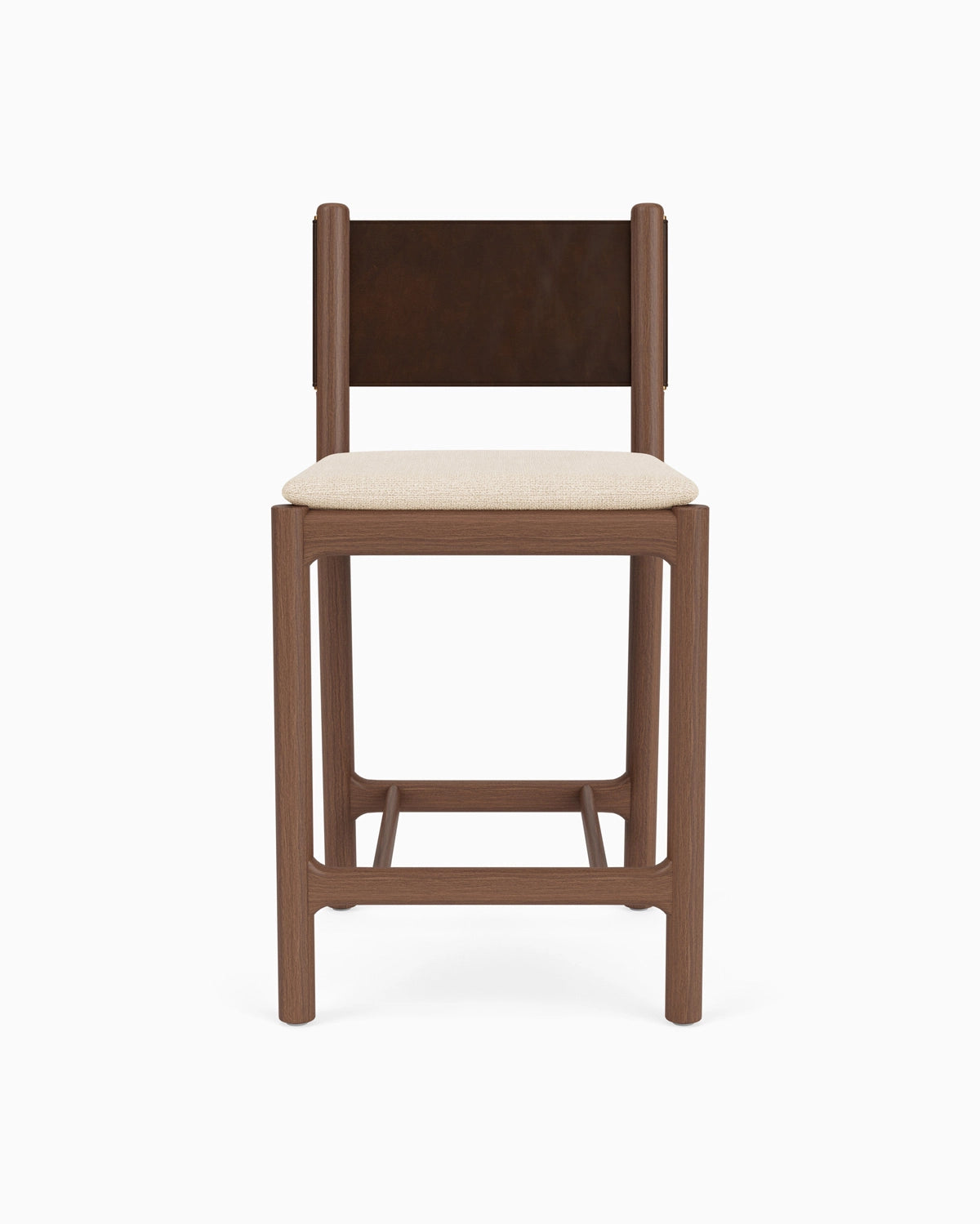 Oat Woven Seat / Maple Brown Leather Back / Walnut Frame