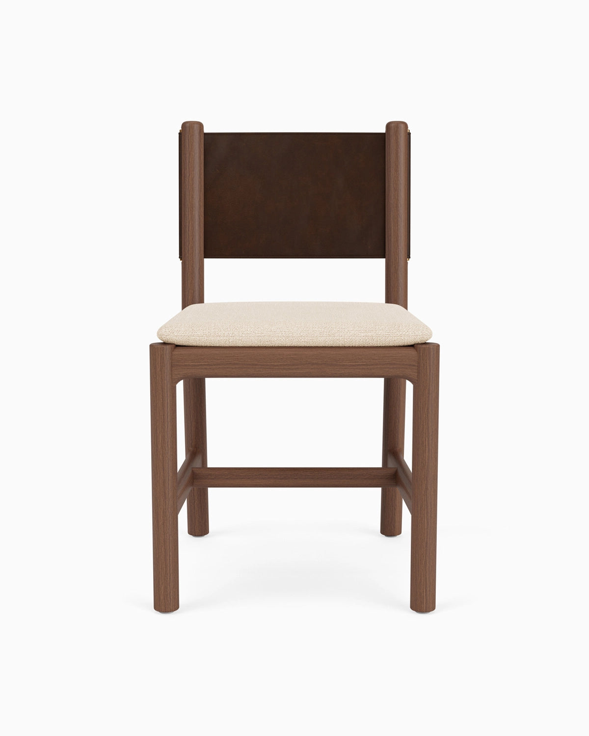 Oat Woven Seat / Maple Brown Leather Back / Walnut Frame