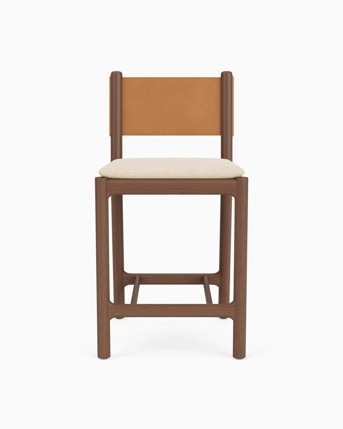 Oat Woven Seat / Saddle Leather Back / Walnut Frame