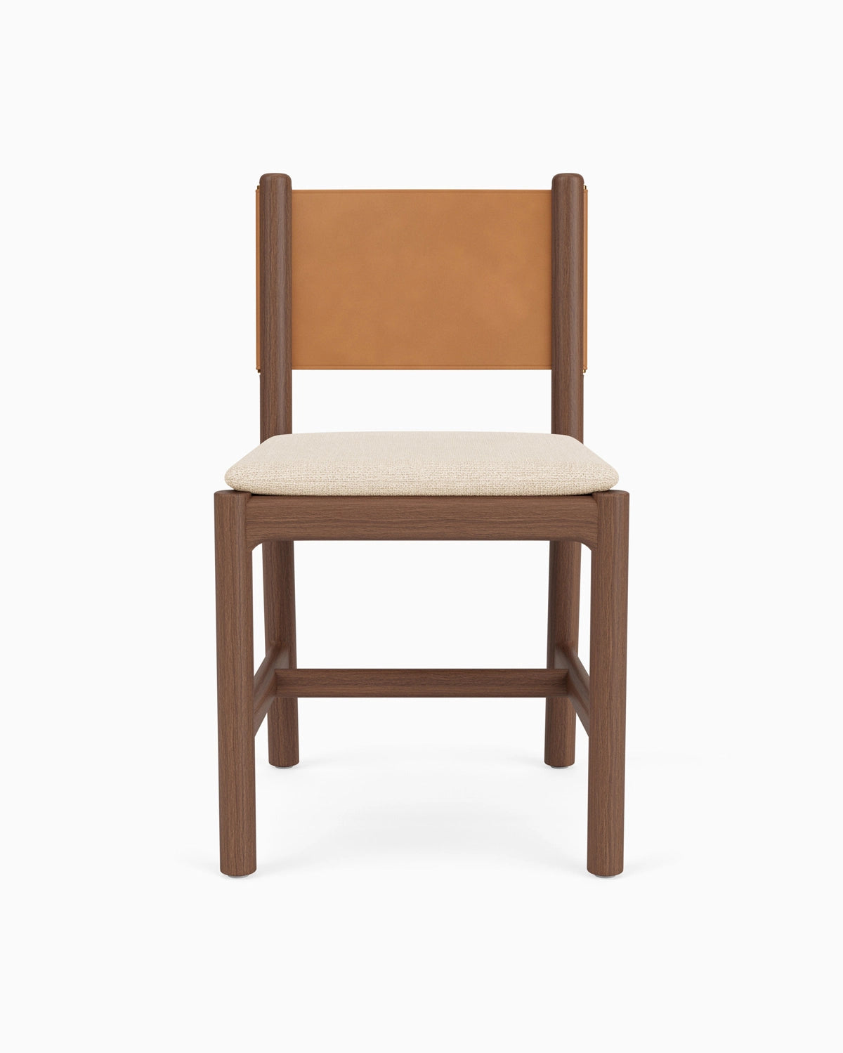 Oat Woven Seat / Saddle Leather Back / Walnut Frame