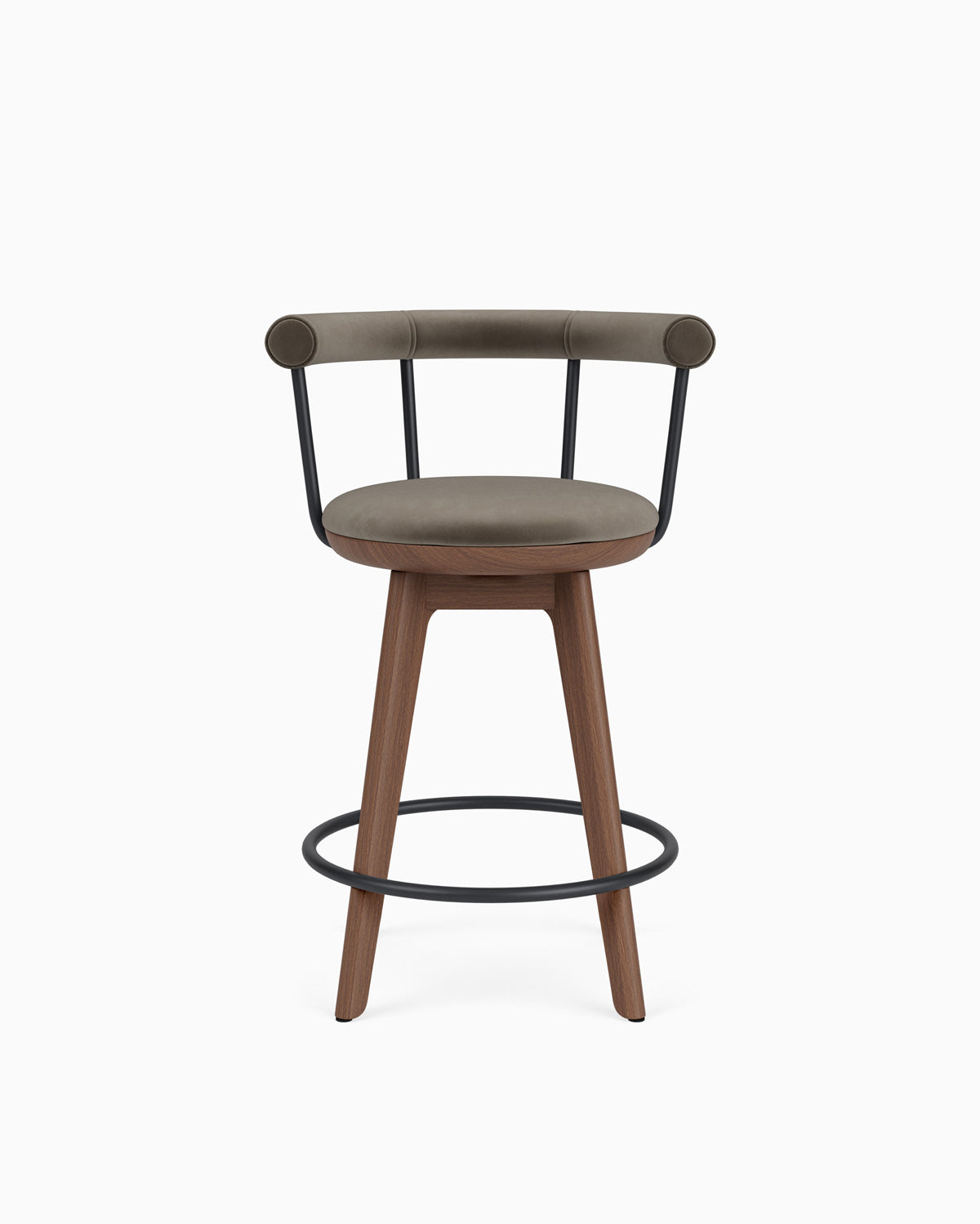 Mushroom Velvet / Walnut / Counter (25.5" Height)