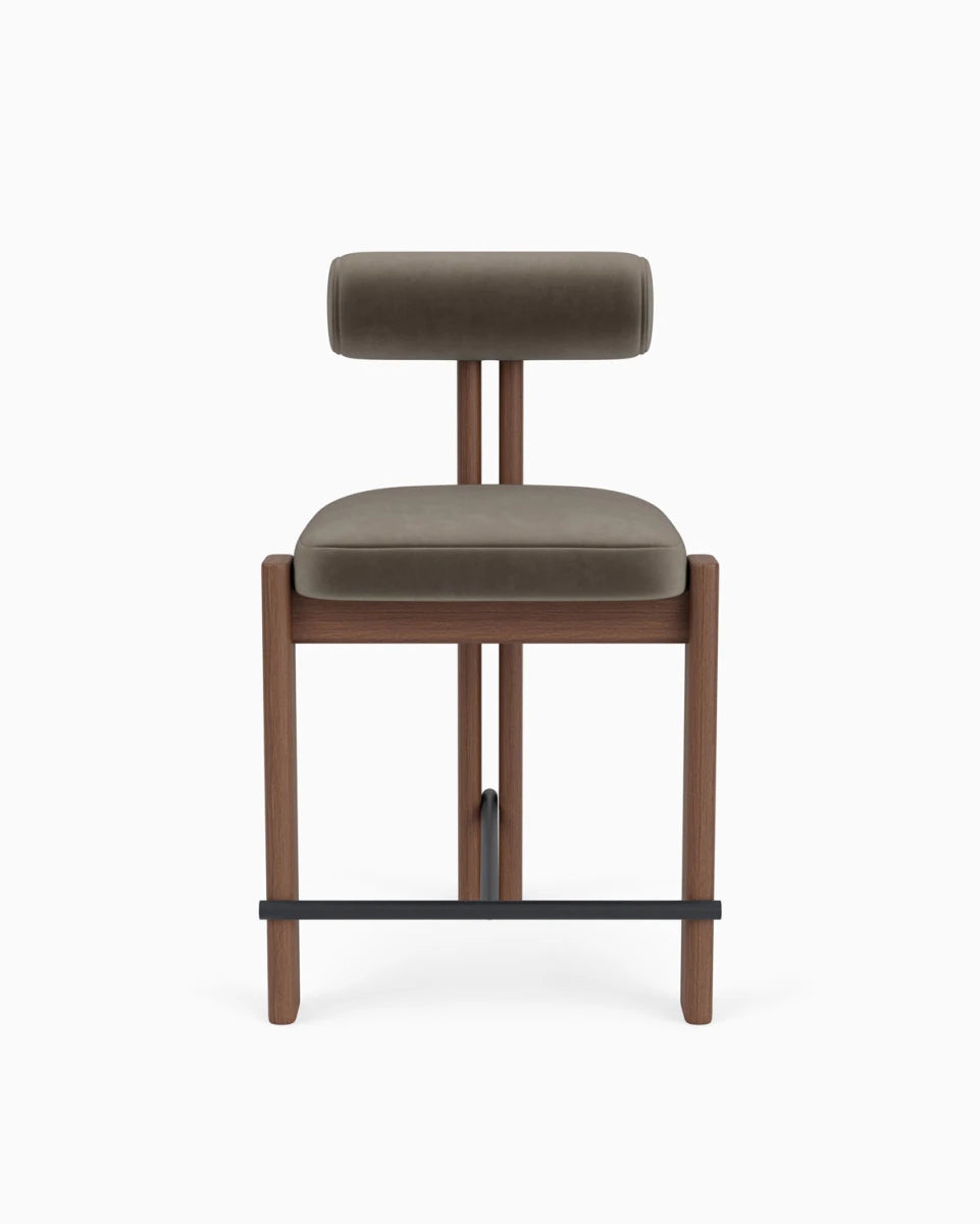 Mushroom Velvet / Walnut Frame / Counter (24.5" Height)