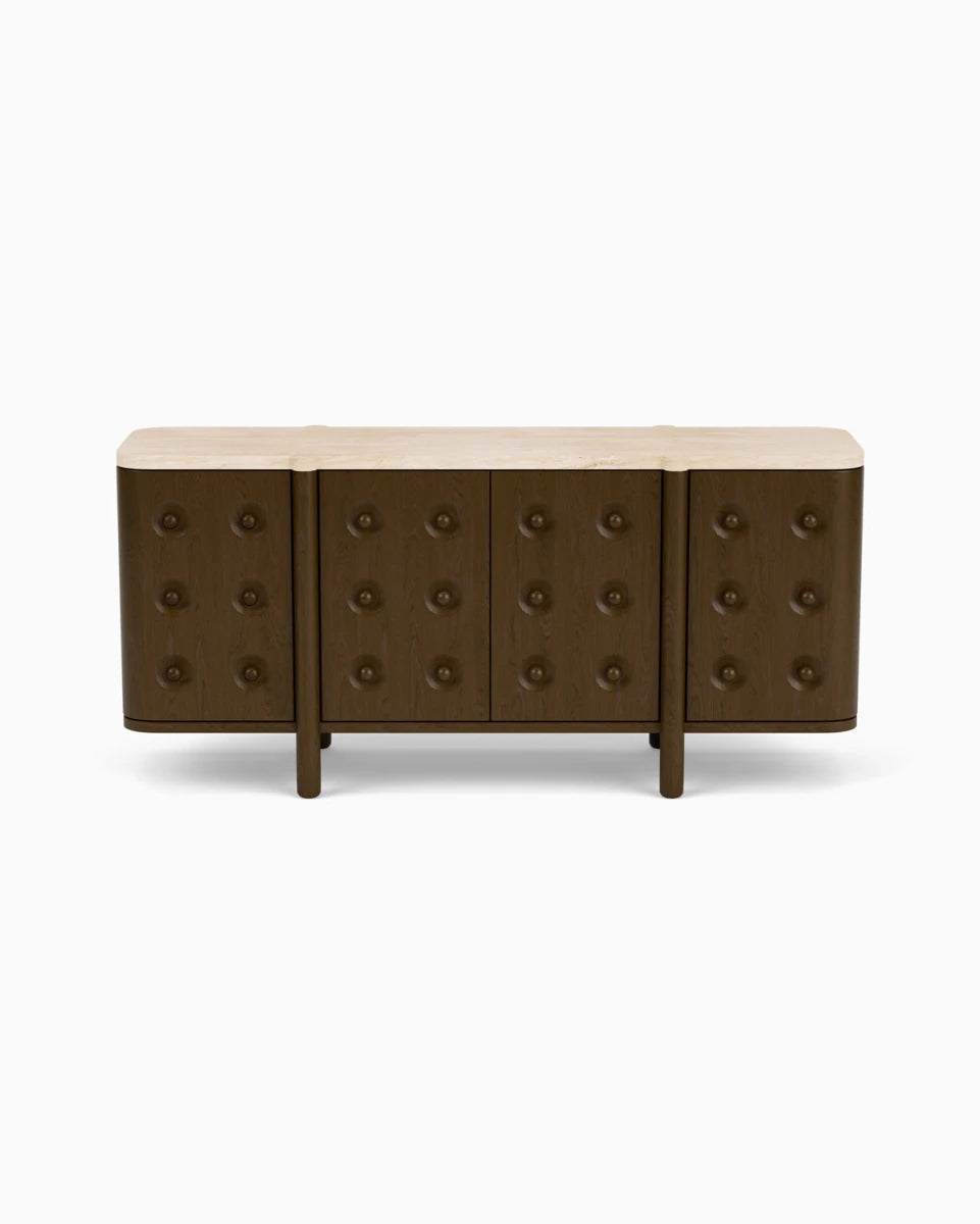 Espresso Oak / Travertine Top / 68"