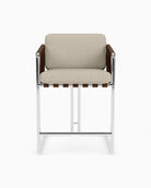 Flax Linen Seat / Chestnut Leather Sling / Polished Steel / Counter (24.5" Height)