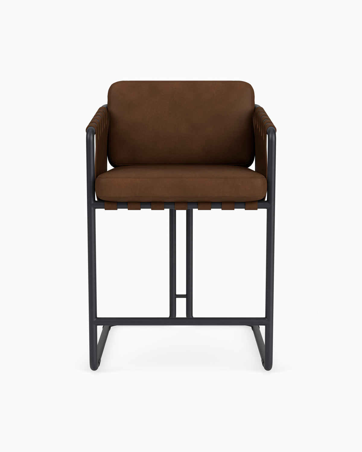 Chestnut Leather Seat / Chestnut Leather Sling / Matte Black / Counter (24.5" Height)