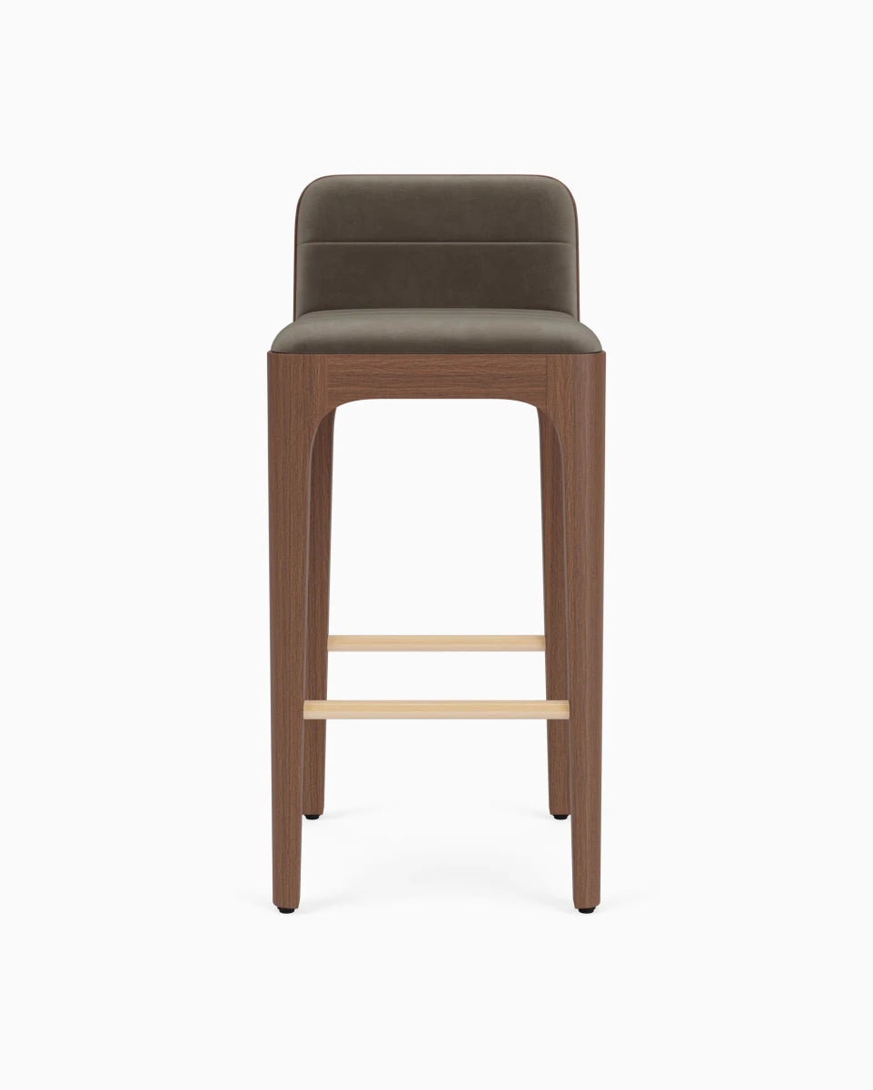 Mushroom Velvet Seat / Walnut Frame / Bar (30.5" Height)