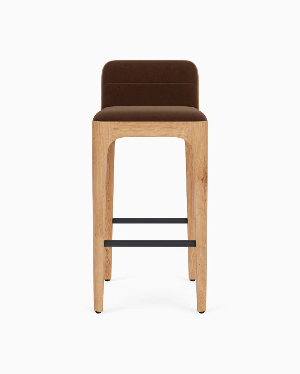 Cognac Velvet Seat / White Oak Frame / Bar (30.5" Height)
