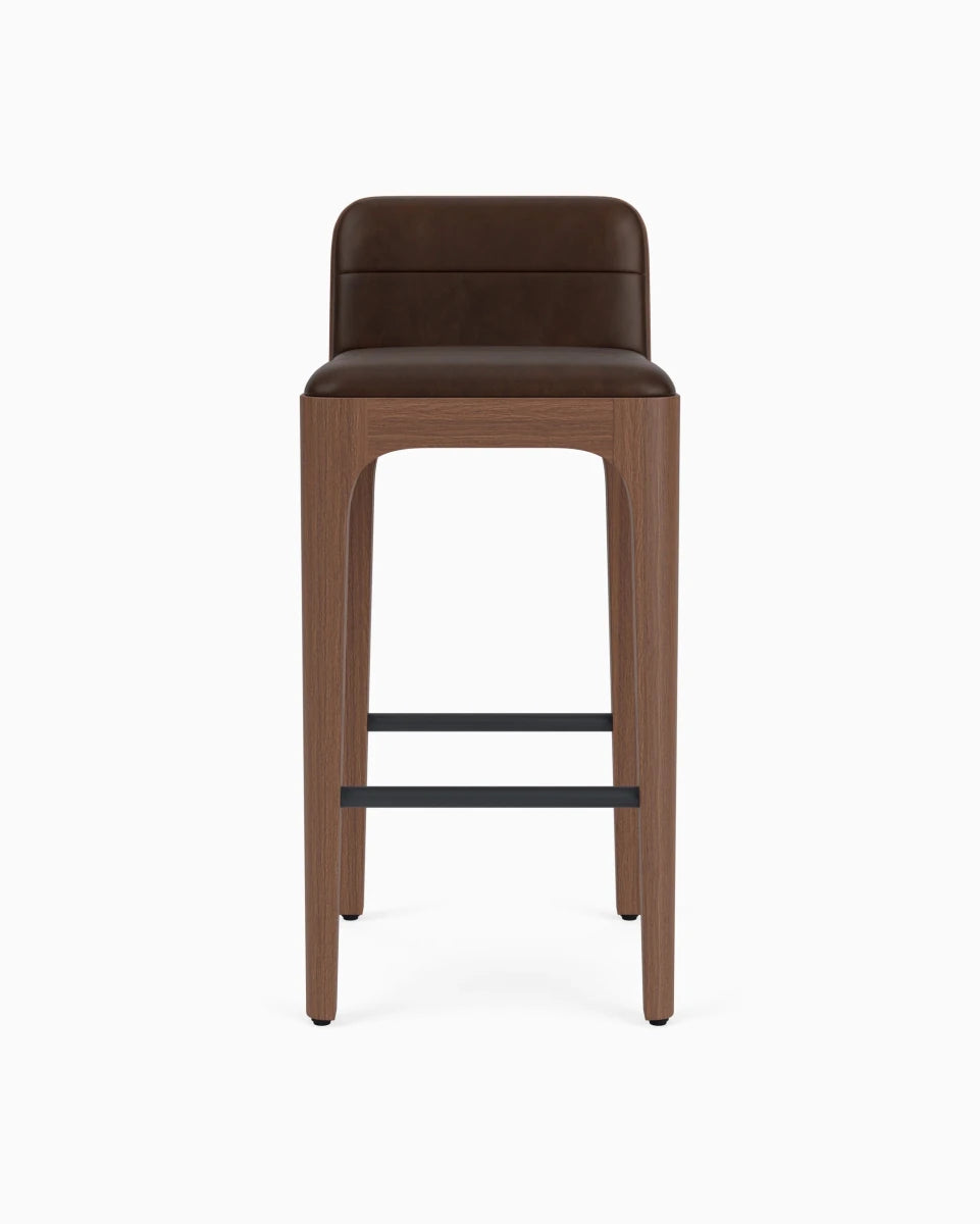 Maple Leather Seat / Walnut Frame / Bar (30.5" Height)