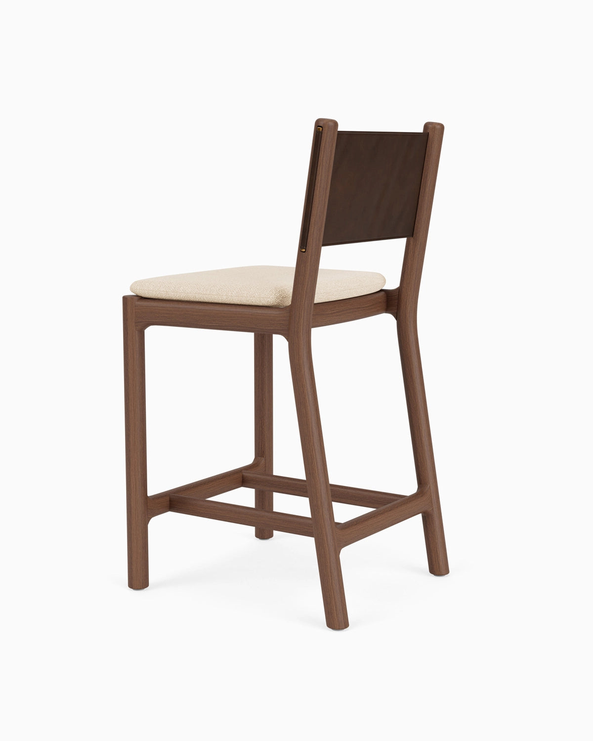 Oat Woven Seat / Maple Brown Leather Back / Walnut Frame