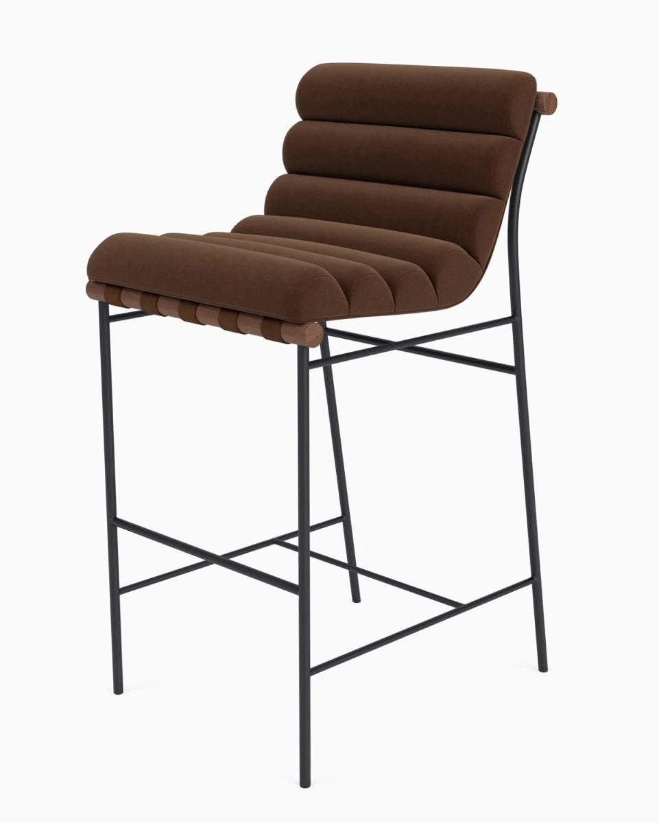 Cognac Velvet / Walnut / Bar (30" Height)