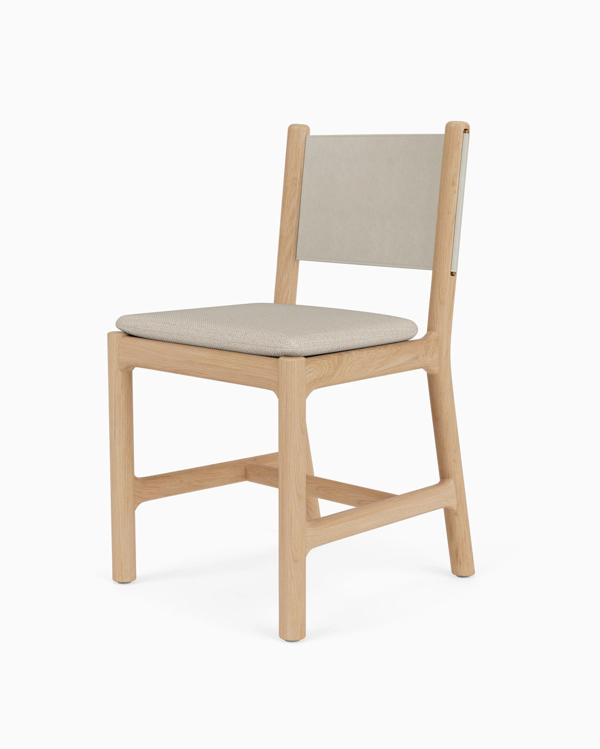 Latte Basketweave Seat / Pearl Leather Back / White Oak Frame