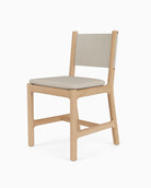 Latte Basketweave Seat / Pearl Leather Back / White Oak Frame