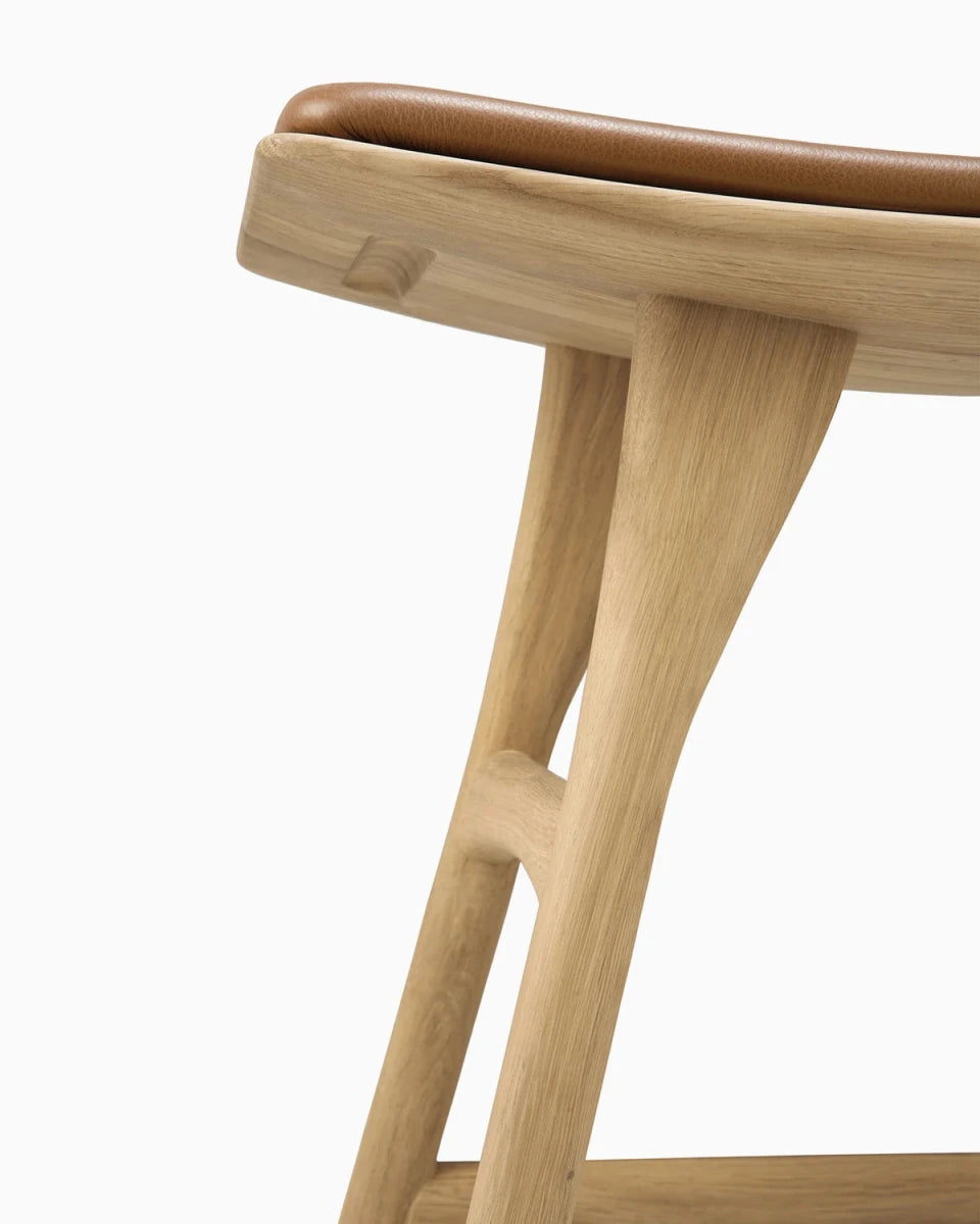 Natural Oak / Cognac Leather / Dining Height (19" Height)