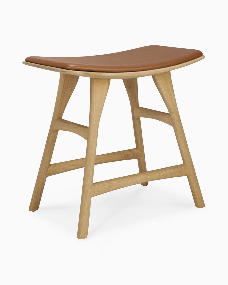 Natural Oak / Cognac Leather / Dining Height (19" Height)