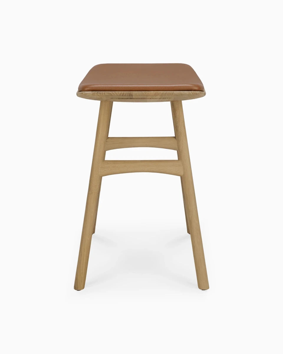 Natural Oak / Cognac Leather / Dining Height (19" Height)