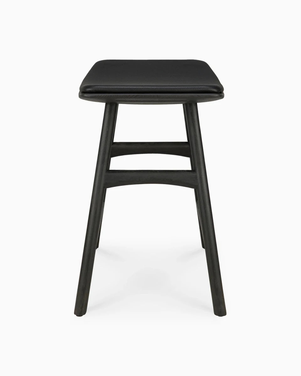 Black Oak / Black Leather / Dining Height (19" Height)