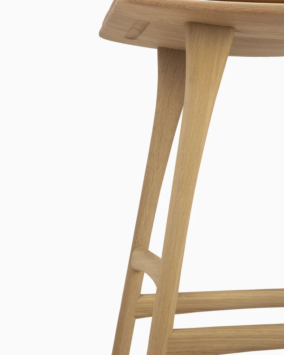 Natural Oak / Cognac Leather / Counter Height (26")