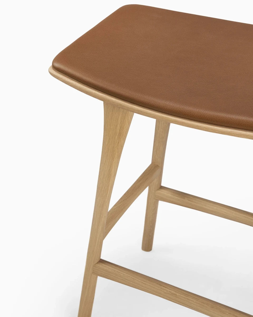 Natural Oak / Cognac Leather / Counter Height (26")