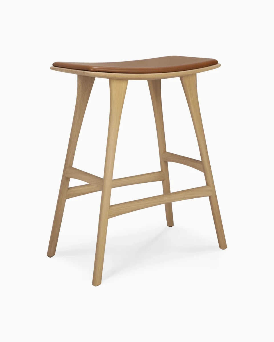 Natural Oak / Cognac Leather / Counter Height (26")