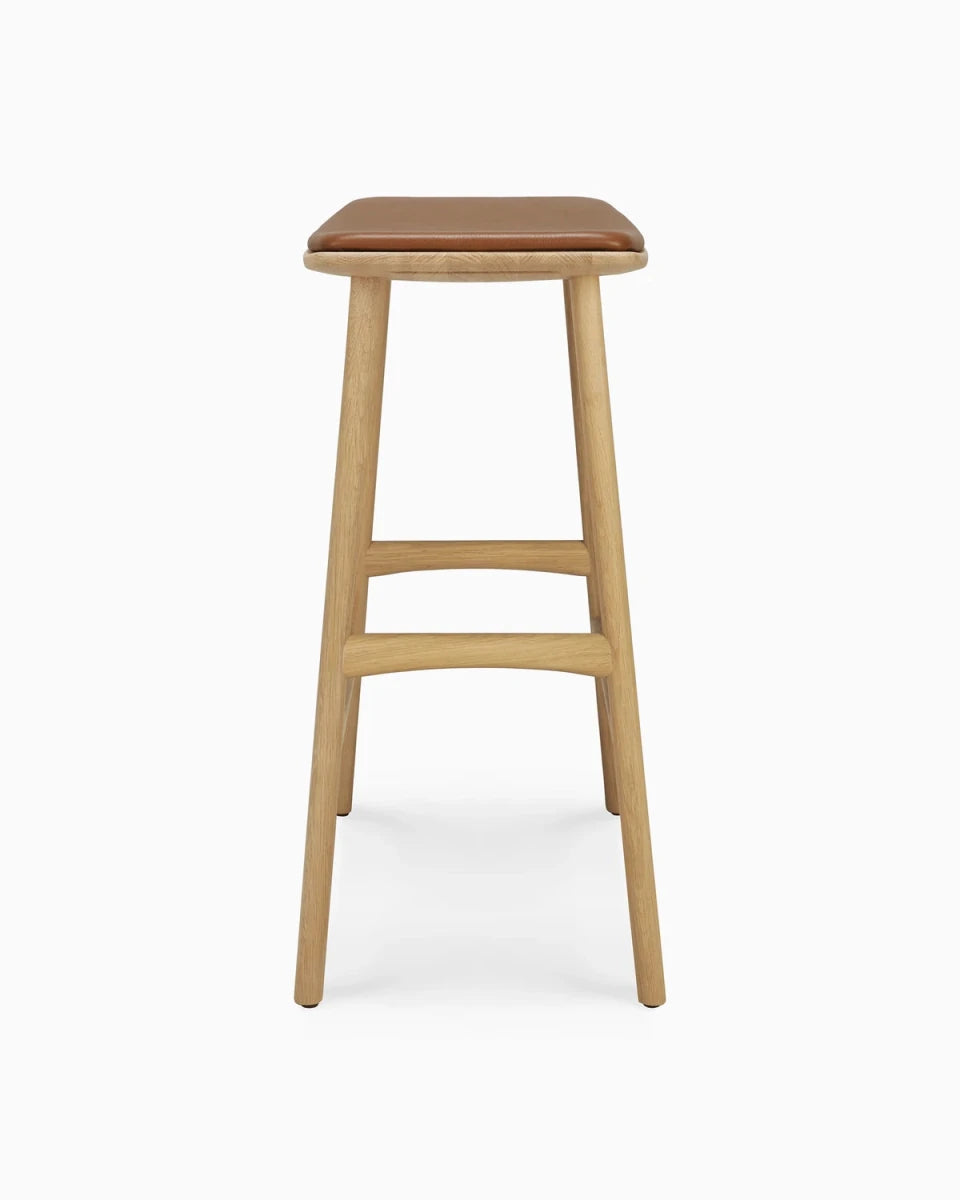 Natural Oak / Cognac Leather / Counter Height (26")