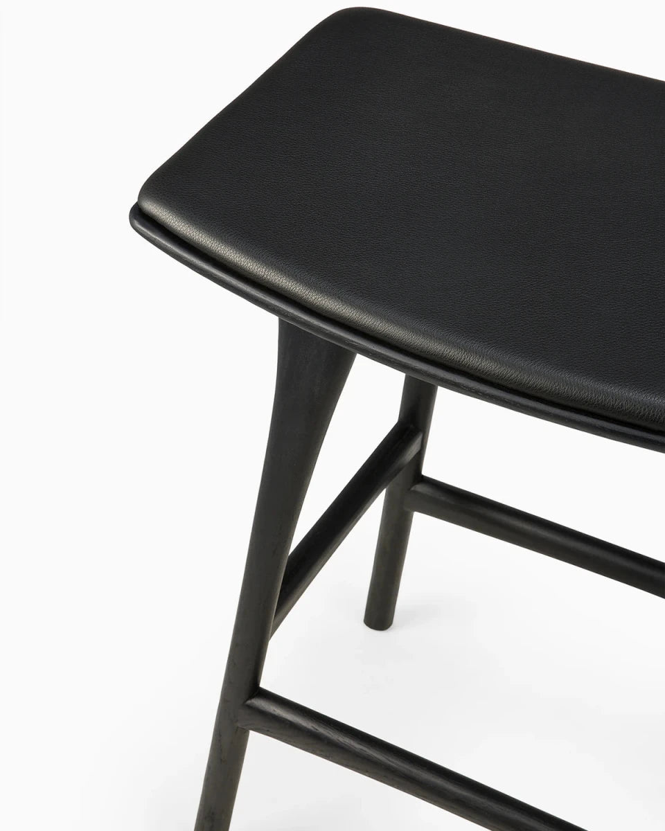 Black Oak / Black Leather / Counter Height (26")