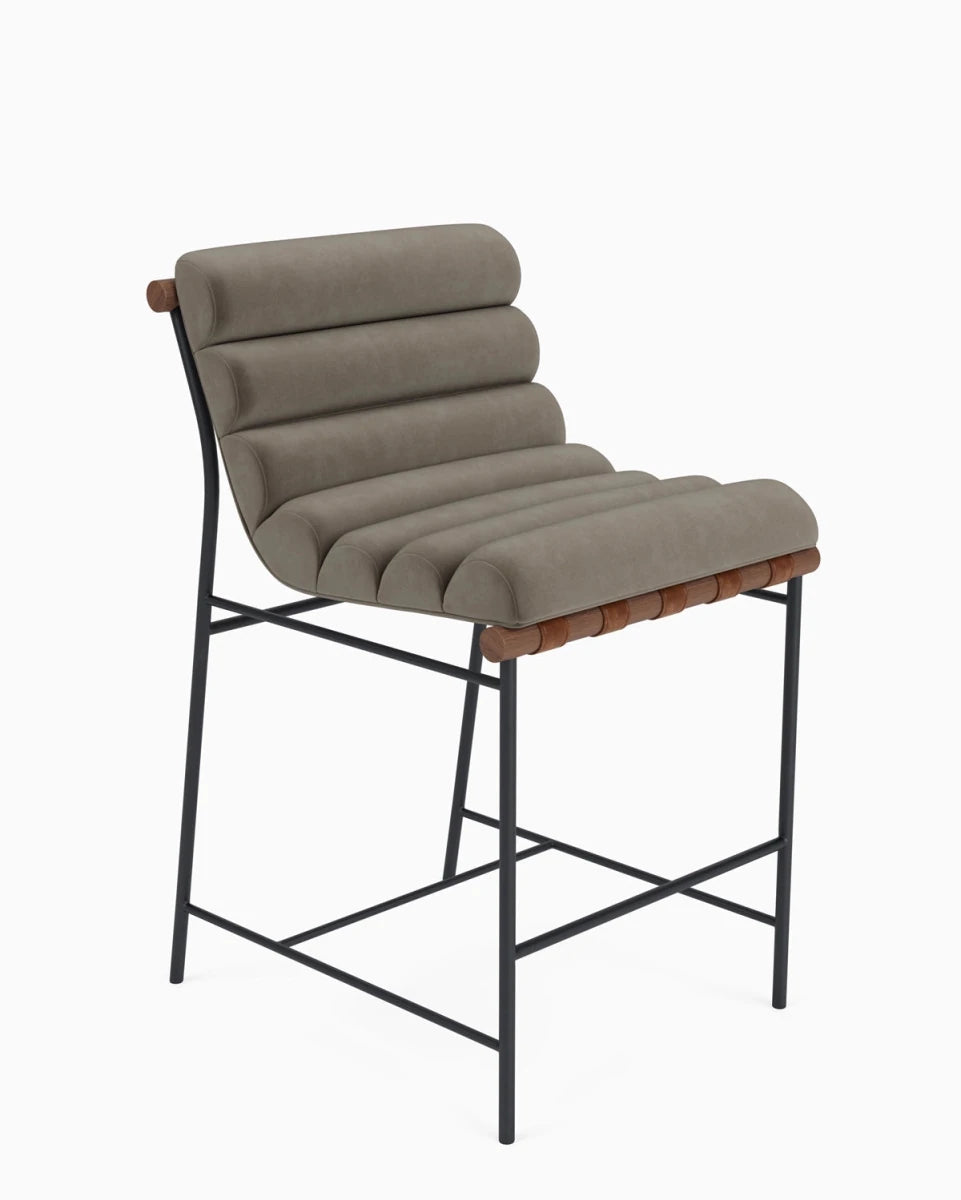 Mushroom Velvet / Walnut / Counter (24" Height)