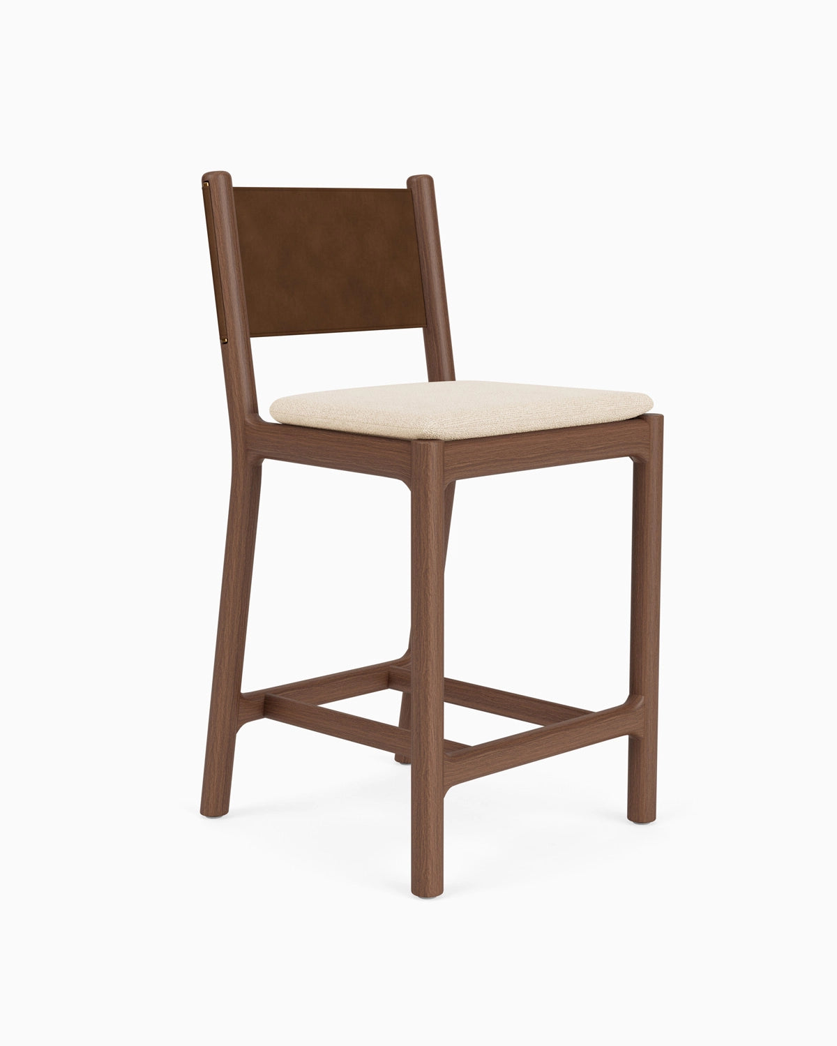 Oat Woven Seat / Chestnut Brown Leather Back / Walnut Frame