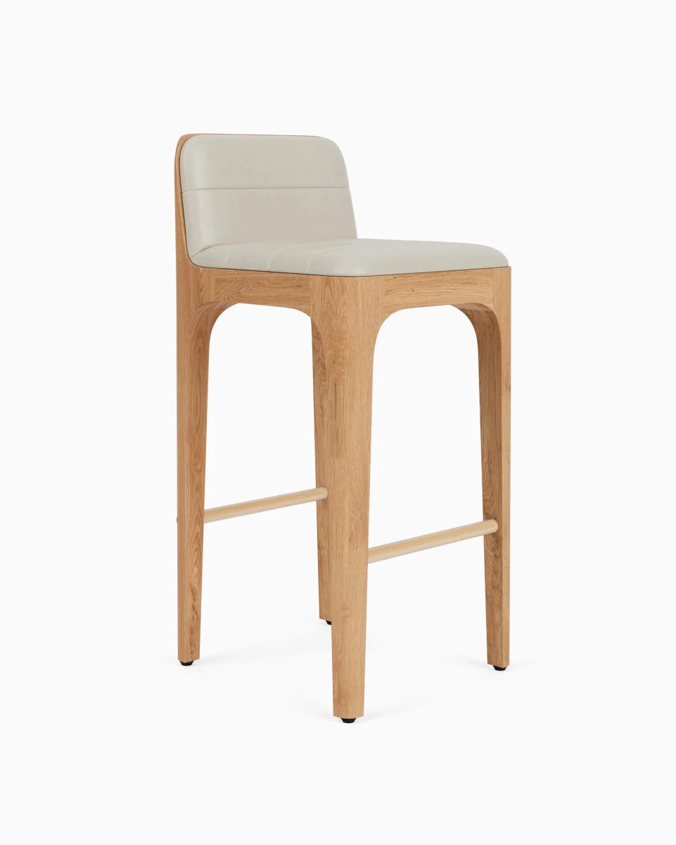 Pearl Leather Seat / White Oak Frame / Bar (30.5" Height)