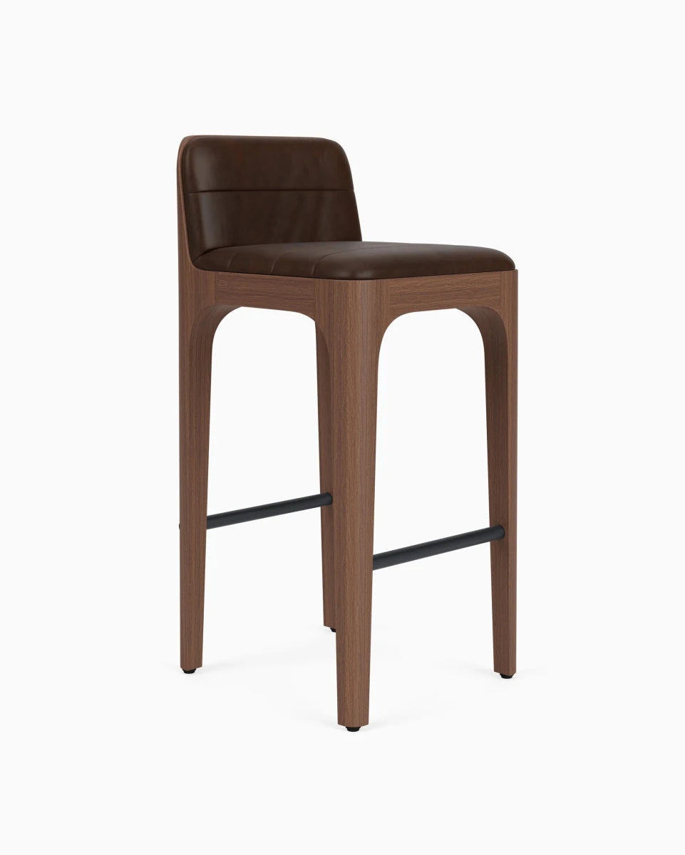 Maple Leather Seat / Walnut Frame / Bar (30.5" Height)