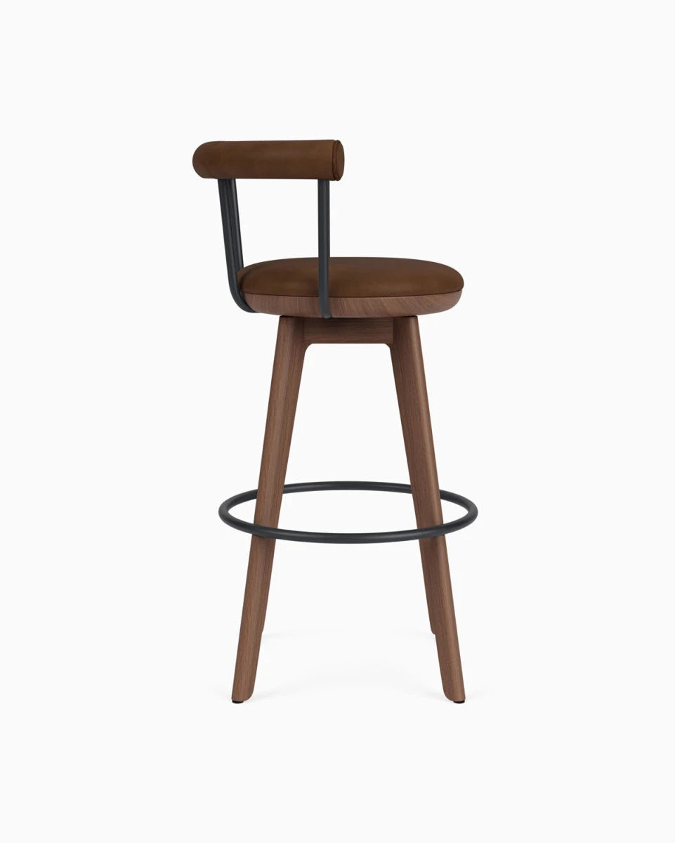 Chestnut Brown Leather / Walnut / Bar (31" Height)