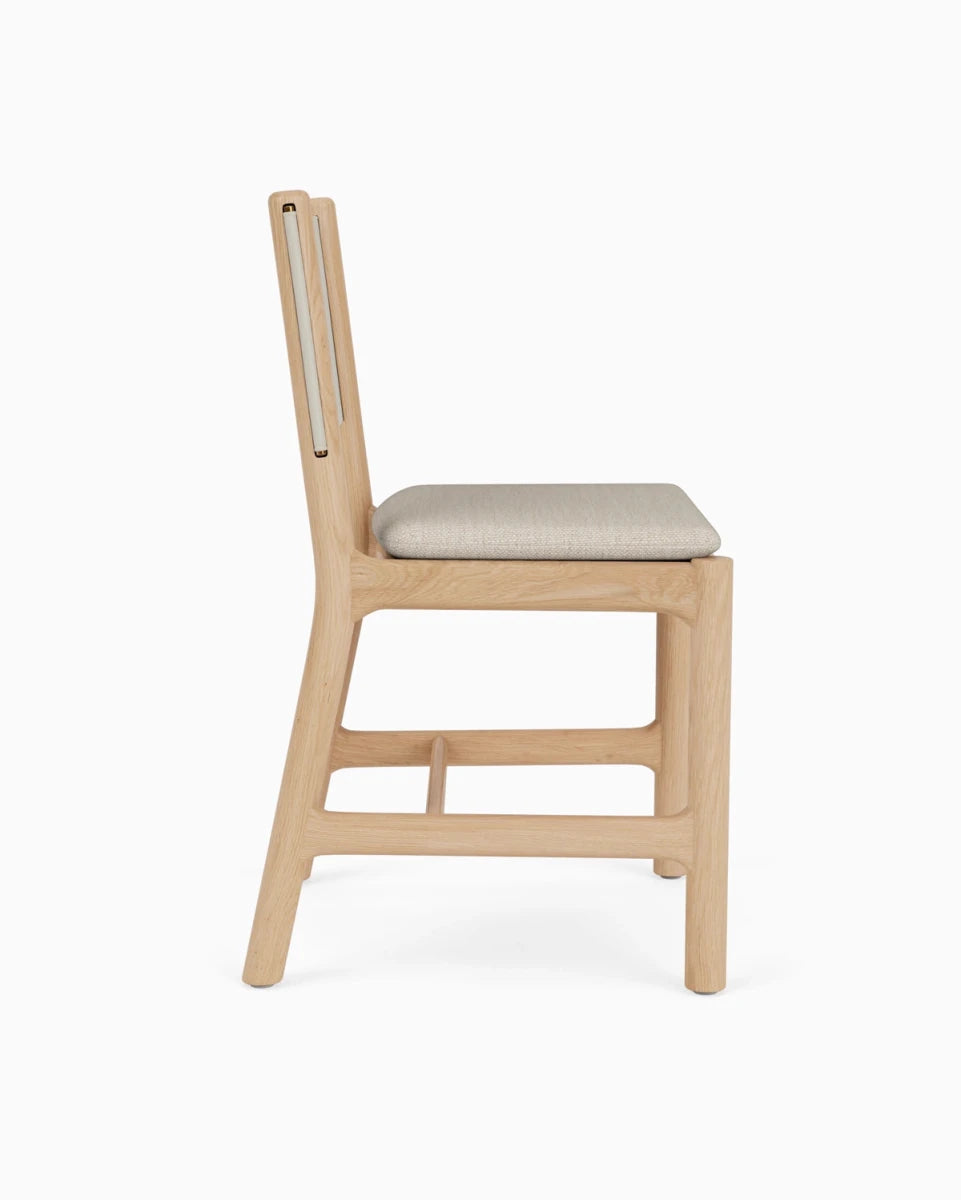 Latte Basketweave Seat / Pearl Leather Back / White Oak Frame