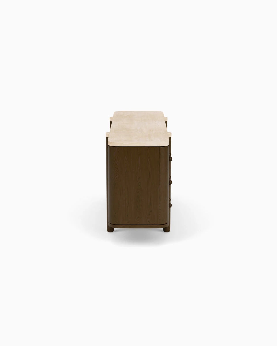 Espresso Oak / Travertine Top / 68"