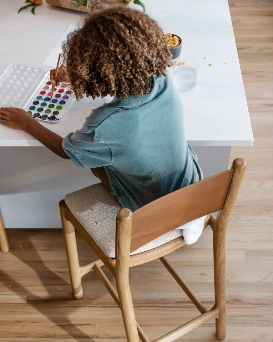 Oat Woven Seat / Saddle Leather Back / White Oak Frame