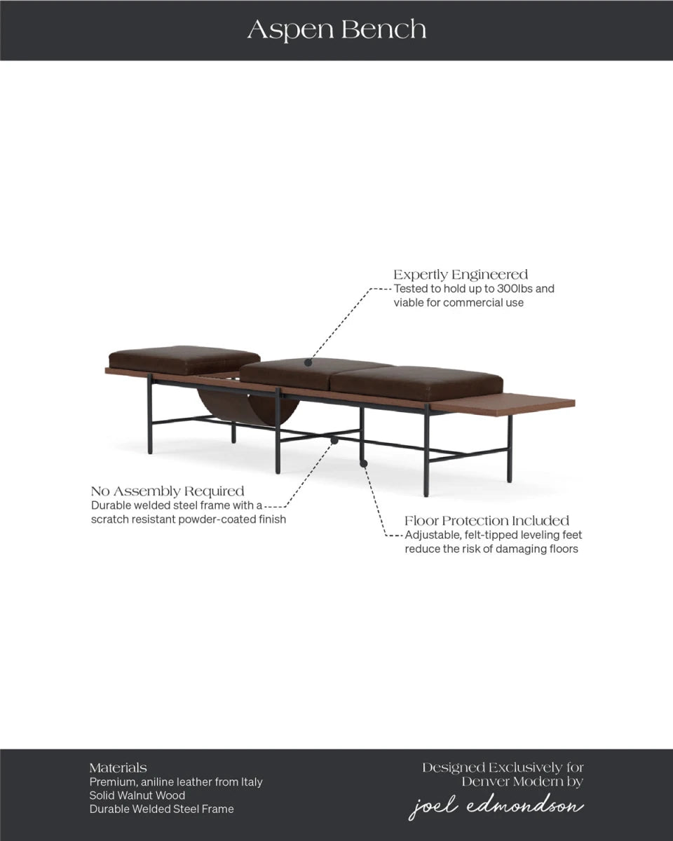 Maple Brown Leather / Walnut / 86" Long