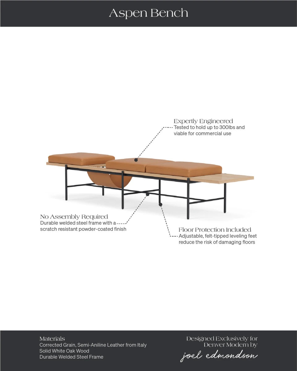 Saddle Leather / White Oak / 86" Long