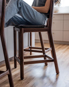 Ember Grey Seat / Maple Brown Leather Back / Walnut Frame